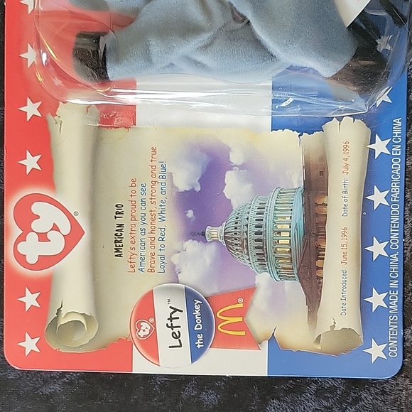 TY 2000 McDonald's Teenie Beanie American Trio Lefty the Donkey - Picture 2 of 4